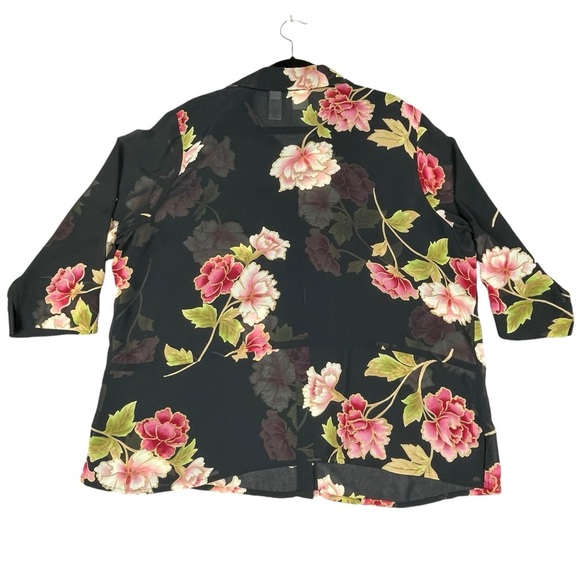 Emma James Floral 3/4 Sleeve Button-Down Romantic Feminine Sheer Blouse - Sz 20W - Picture 2 of 14